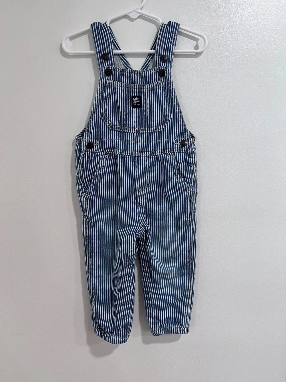OshKosh B'gosh Blue and White Striped Kids Overalls